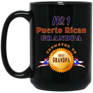 #1 Grandpa Promoted To Great Grandpa 15 oz. Black Mug