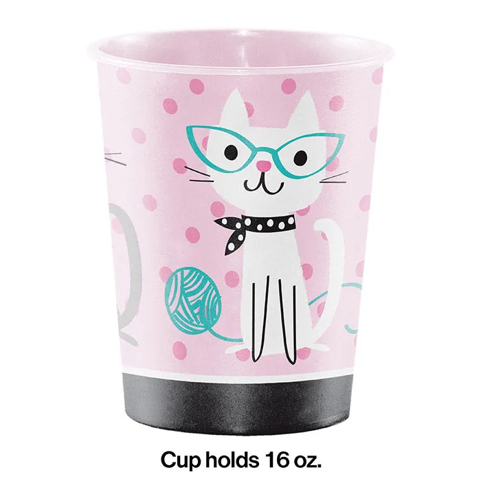 16 oz Purr-Fect Cat Party Plastic Keepsake Cup