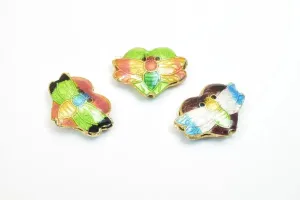 3 PCs ButterFly Heart Cloisonne Pendant Beads Size 15x20mm Thickness 5mm Hole Size 1mm Enamel Design Charm For Jewelry Making