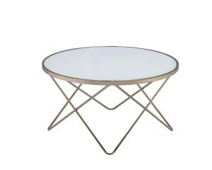 34" X 34" X 18" Frosted Glass Champagne Coffee Table