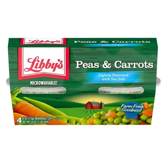 (4 Count) Libby's Seasoned Peas & Carrots, Canned Vegetables, 4 oz