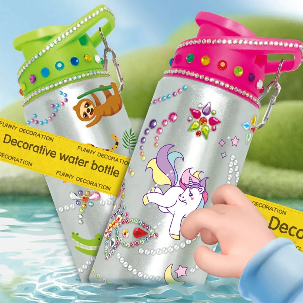 500ML Cute Water Bottle for Children DIY Stickers Decorate Craft Set Portable Leakproof Kids Water Bottle School Kids Gifts