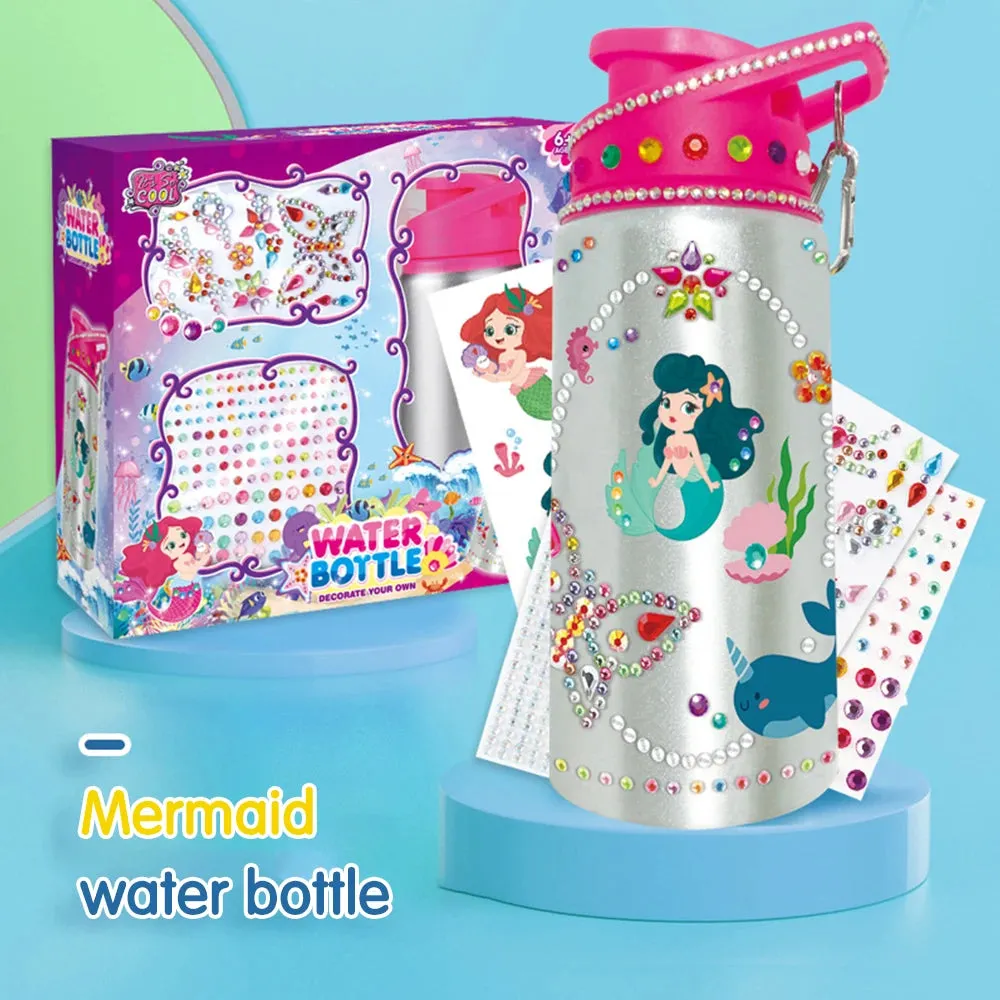 500ML Cute Water Bottle for Children DIY Stickers Decorate Craft Set Portable Leakproof Kids Water Bottle School Kids Gifts