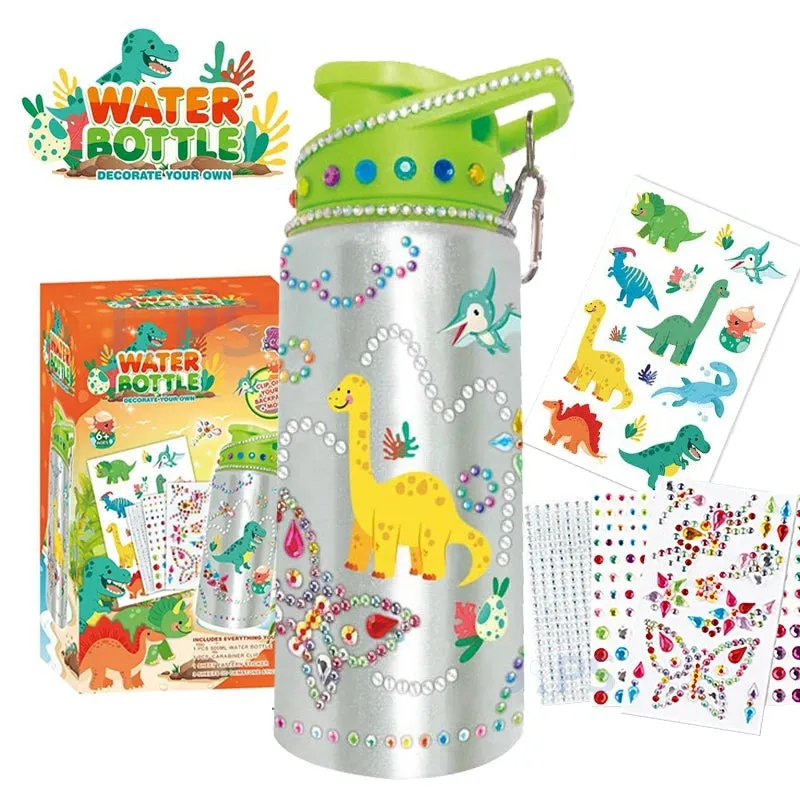 500ML Cute Water Bottle for Children DIY Stickers Decorate Craft Set Portable Leakproof Kids Water Bottle School Kids Gifts