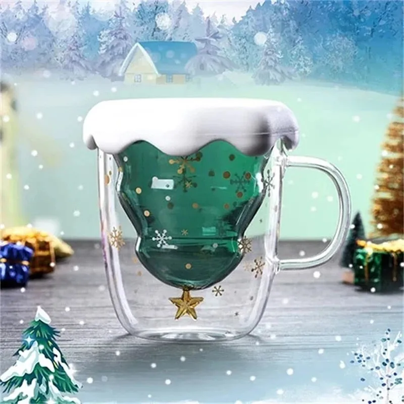 A Creative Anti Scald Tree Christmas Glass Mug With Lid Is Good Xmas Gifts Idea