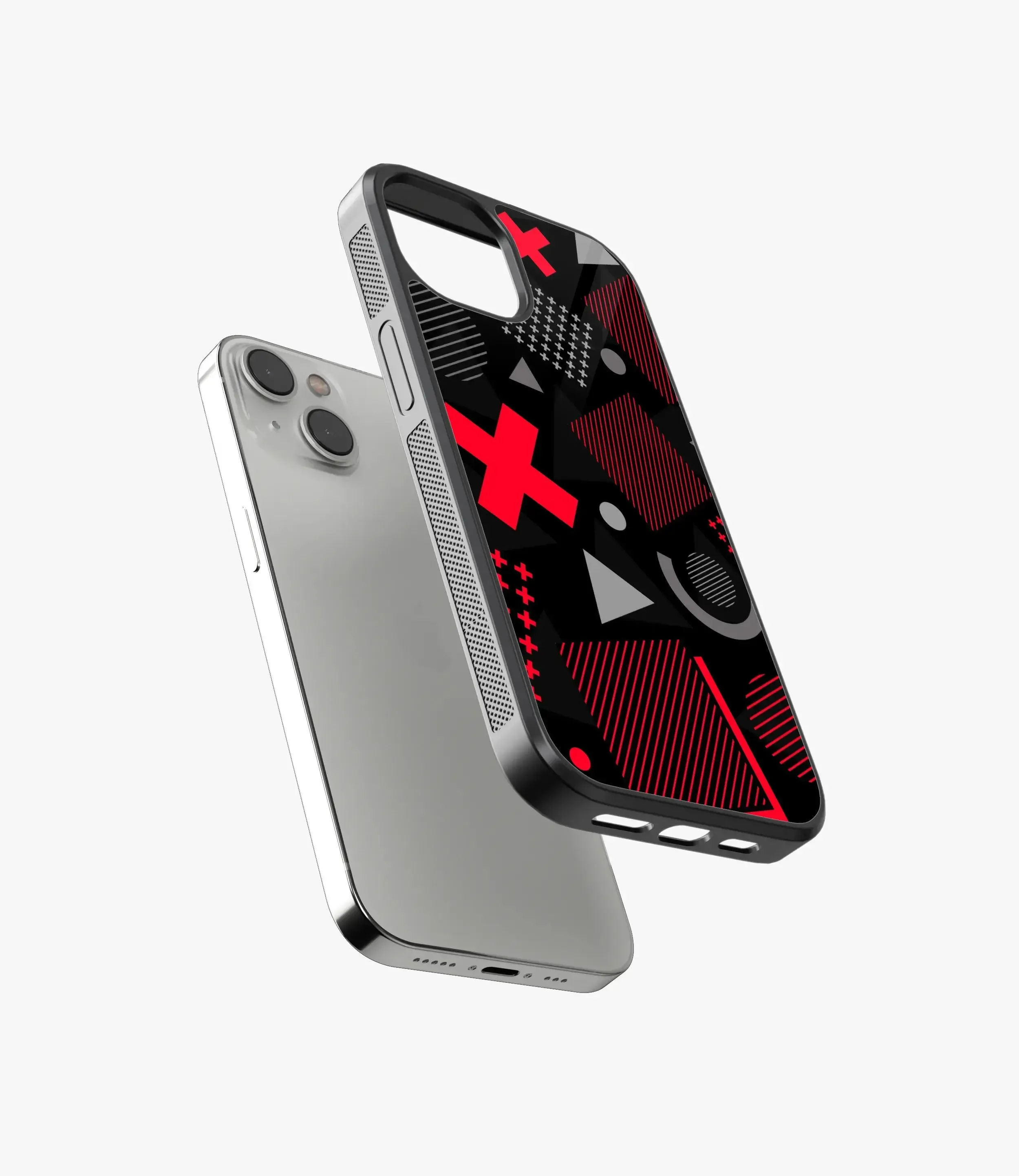 Abstract Geometric Black/Red Pattern Glass Case