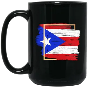 Abstract Puerto Rico Flag 15 oz. Black Mug