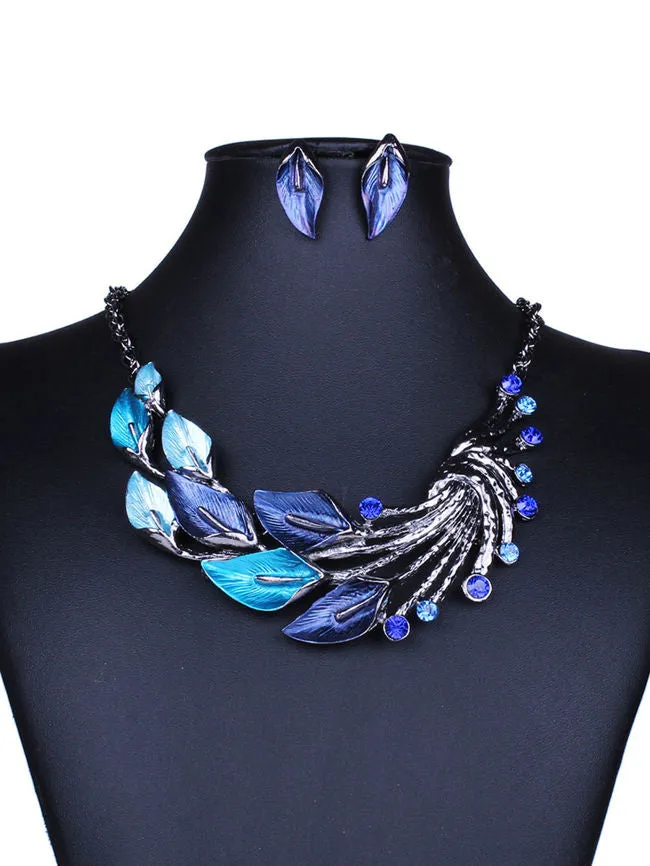 Beatiful Boho Stylish Colorful Earrings Necklace Set