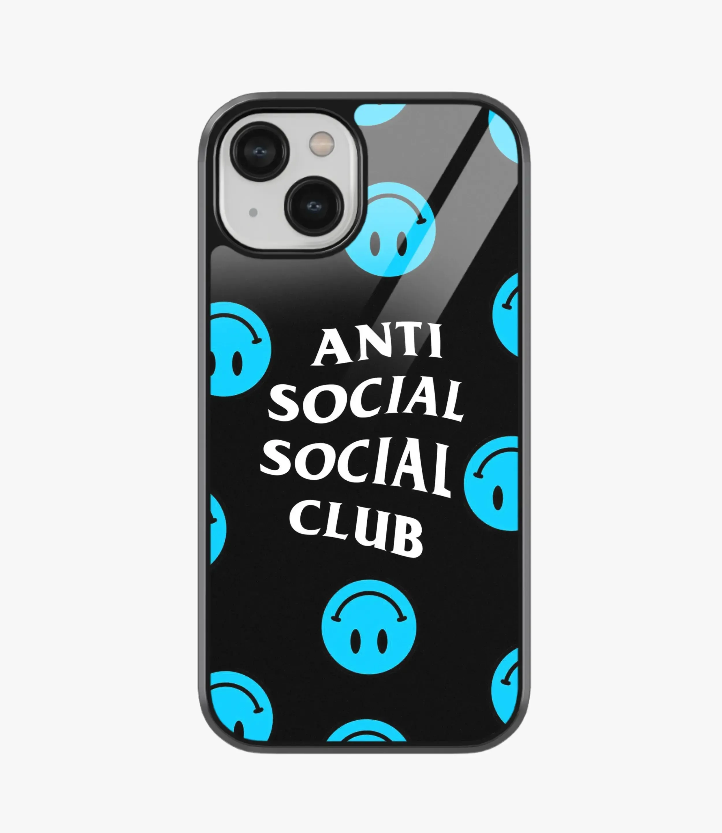 Blue Anti Social Smiley Glass Case