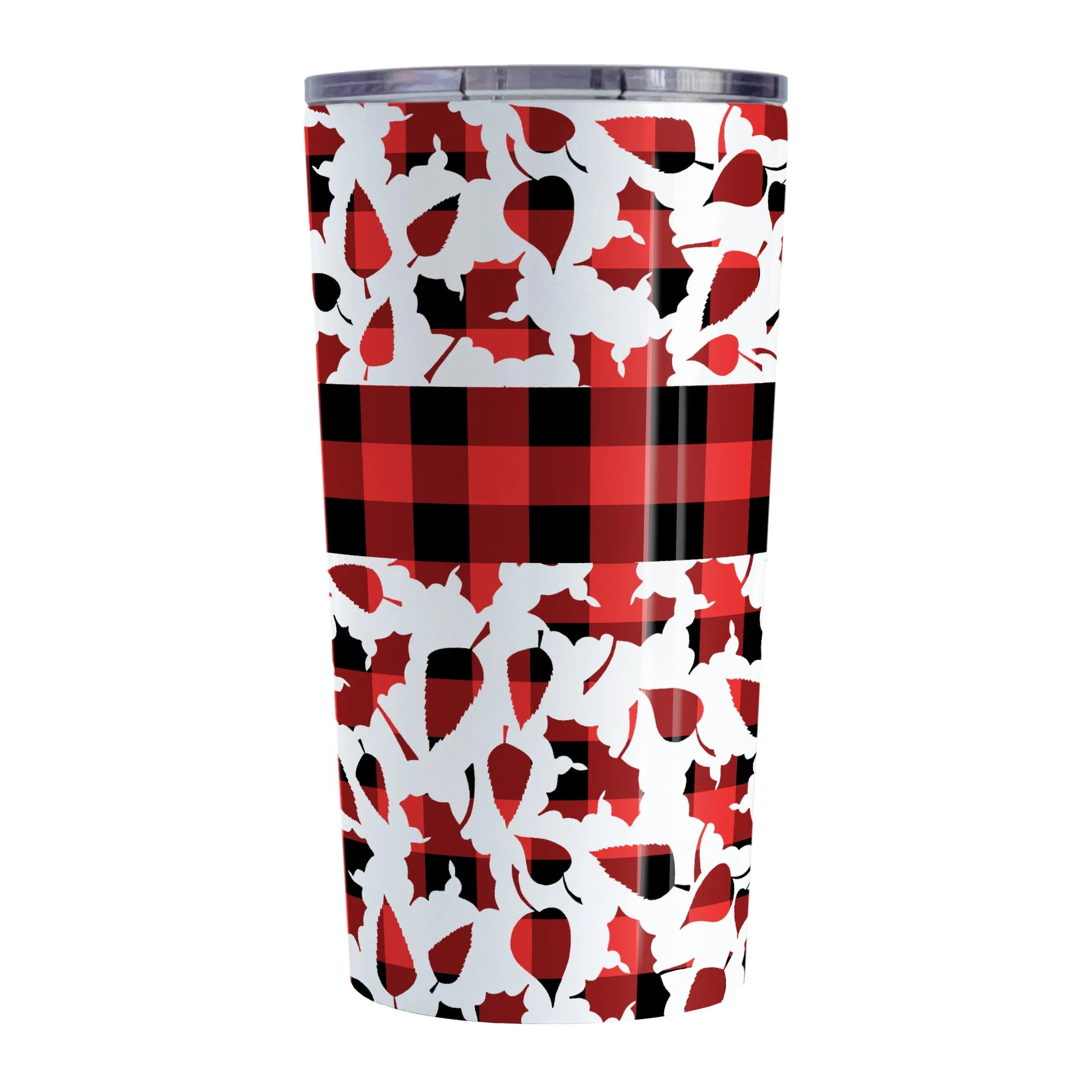 Buffalo Plaid Leaves Fall Tumbler Cup