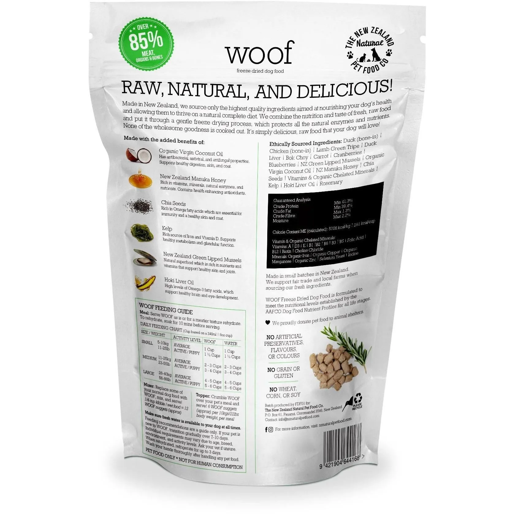 'BUNDLE DEAL': WOOF Duck Freeze Dried Raw Dog Food