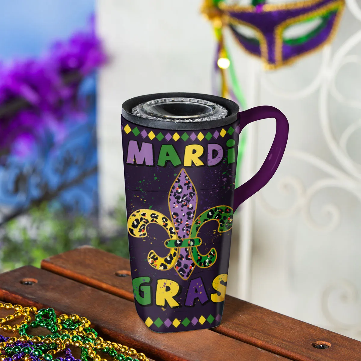 Ceramic FLOMO 360 Travel Mug, Mardi Gras