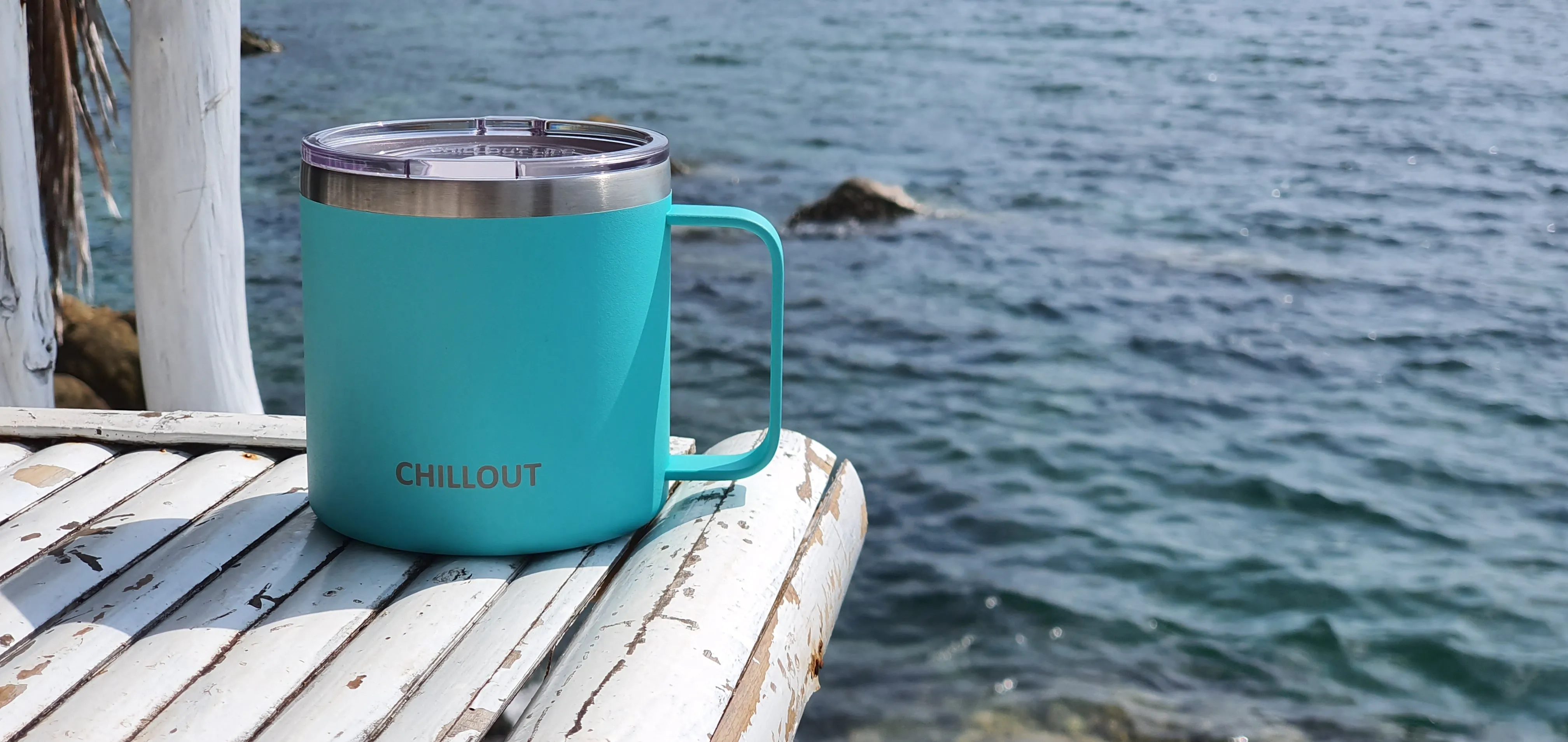 CHILLOUT LIFE 16 oz Stainless steel Vacuum Insulated Coffee Mug with Handle and Lid, Large Thermal Camping Coffee Mugs with Sliding Lid for Men & Women