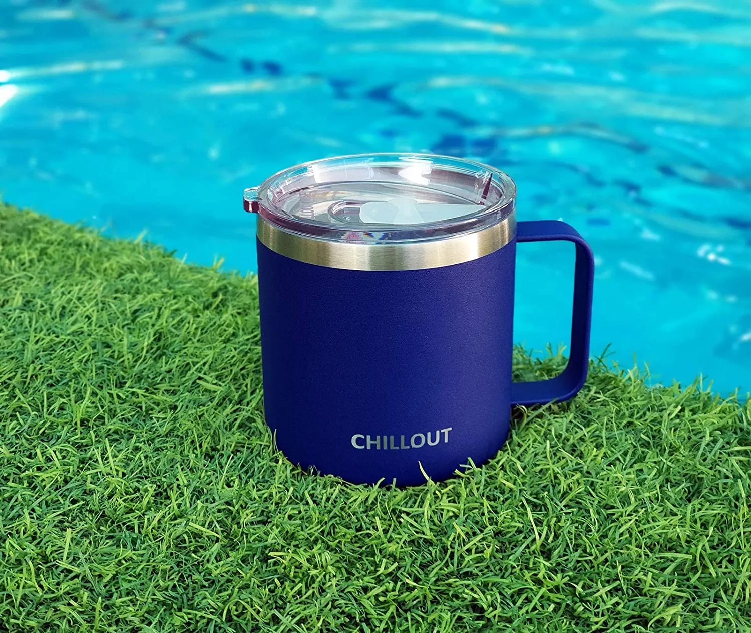 CHILLOUT LIFE 16 oz Stainless steel Vacuum Insulated Coffee Mug with Handle and Lid, Large Thermal Camping Coffee Mugs with Sliding Lid for Men & Women