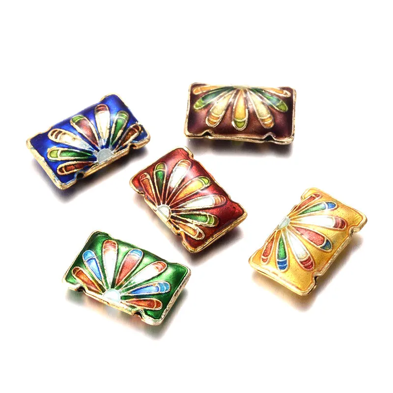 Cloisonne - Rectangle - 19mm x 12.5mm - 5 pieces - Mixed Colour