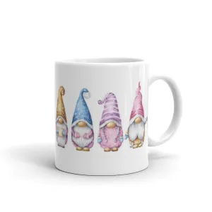 Cute Gnome Friends on a white glossy ceramic mug, gnome mug, coffee cup, gnomies, office cup, gift, present