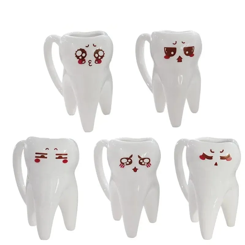 Dentist Creative DIY Facial Expression Tooth Shaped Coffee Mug Ceramic Cup Gift