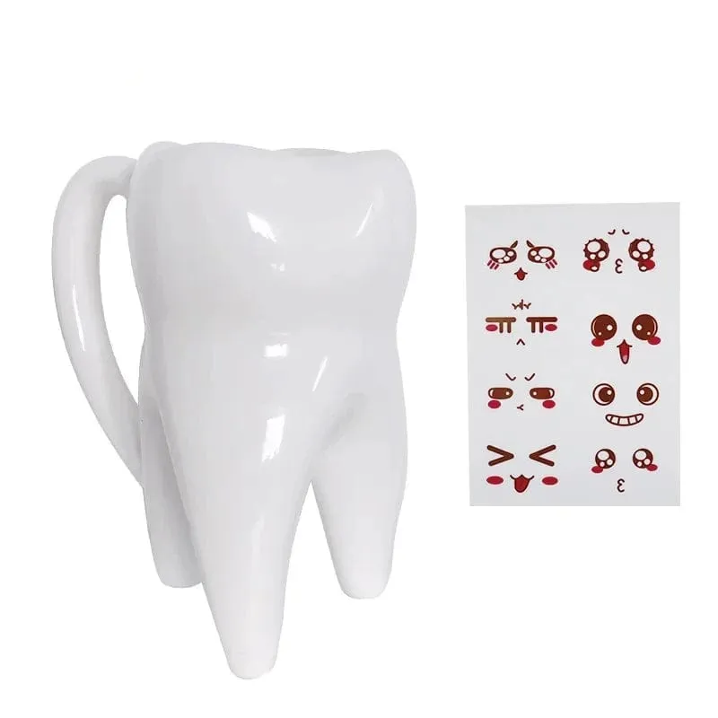 Dentist Creative DIY Facial Expression Tooth Shaped Coffee Mug Ceramic Cup Gift