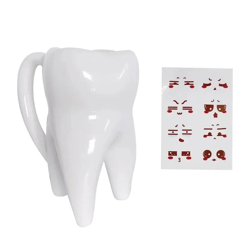 Dentist Creative DIY Facial Expression Tooth Shaped Coffee Mug Ceramic Cup Gift