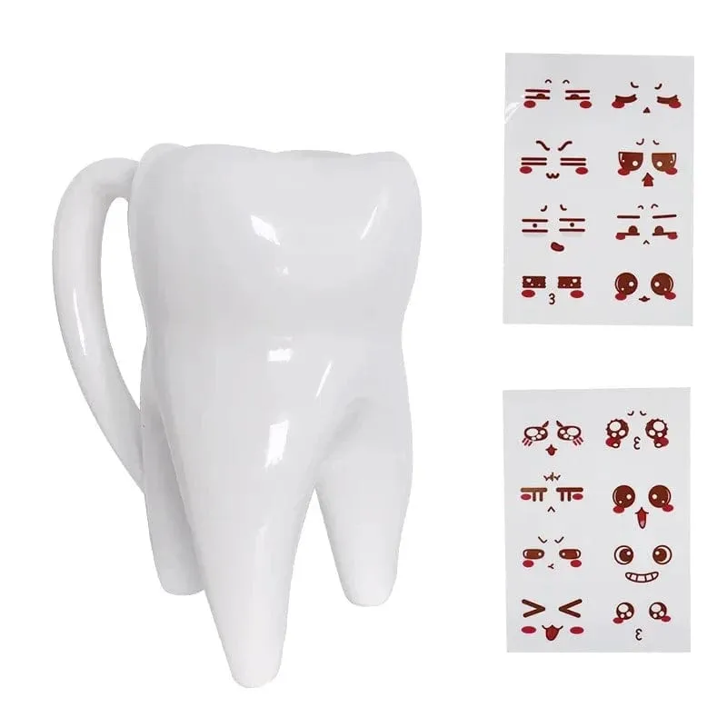 Dentist Creative DIY Facial Expression Tooth Shaped Coffee Mug Ceramic Cup Gift