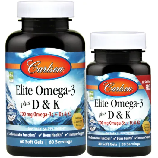 Elite Omega-3   D3 & K 60 30 softgels by Carlson Labs