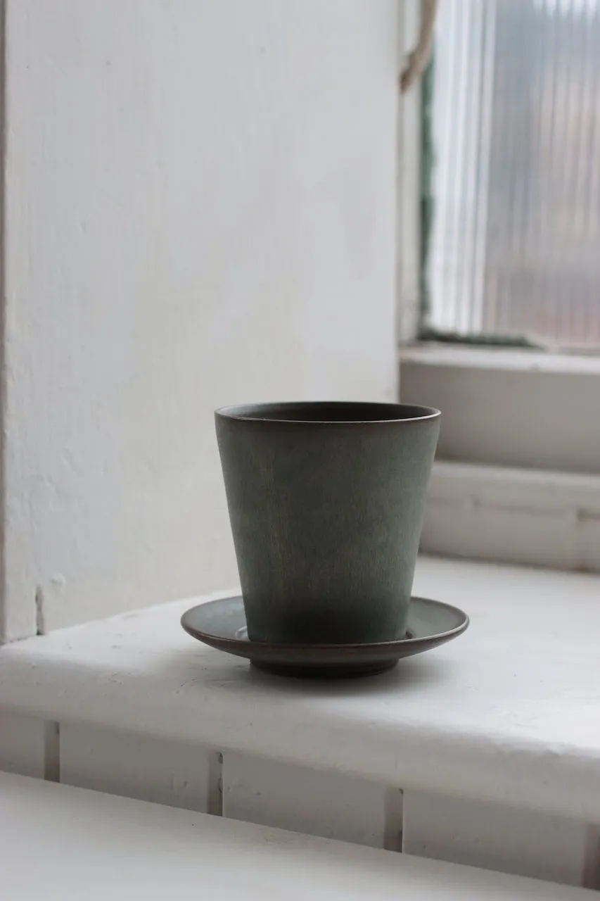 Flat White Cup & Saucer | Moss Green | by Borja Moronta