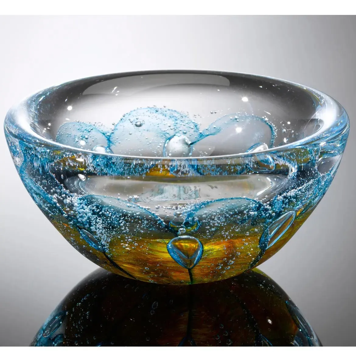 Foil Swedish Gold & Topaz Bowl by Jake Pfeifer of Hot Glass Alley