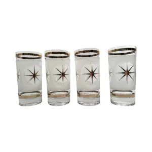 Fred Press Signed Atomic Gold Star Glasses (Set of 4)