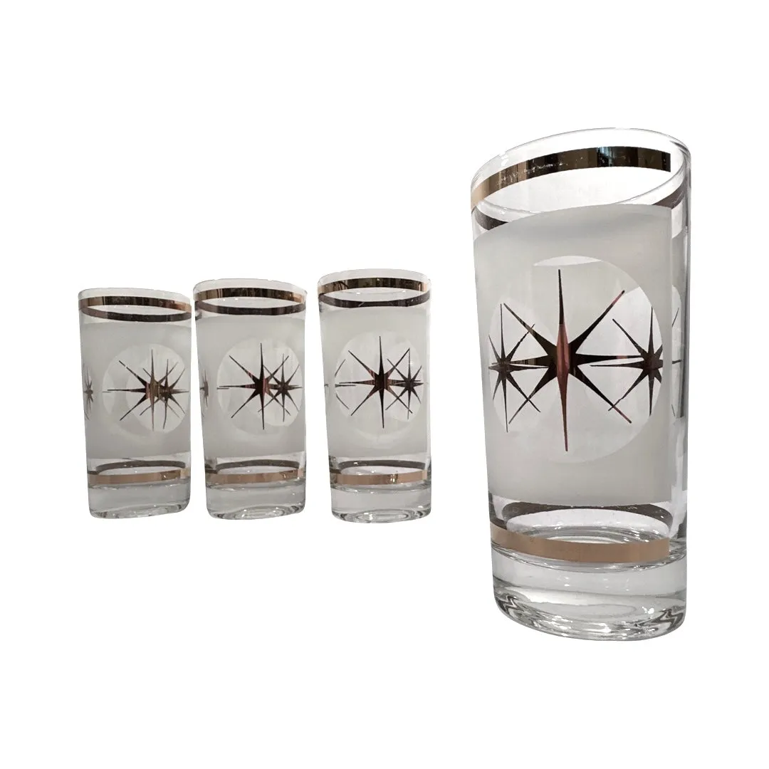 Fred Press Signed Atomic Gold Star Glasses (Set of 4)