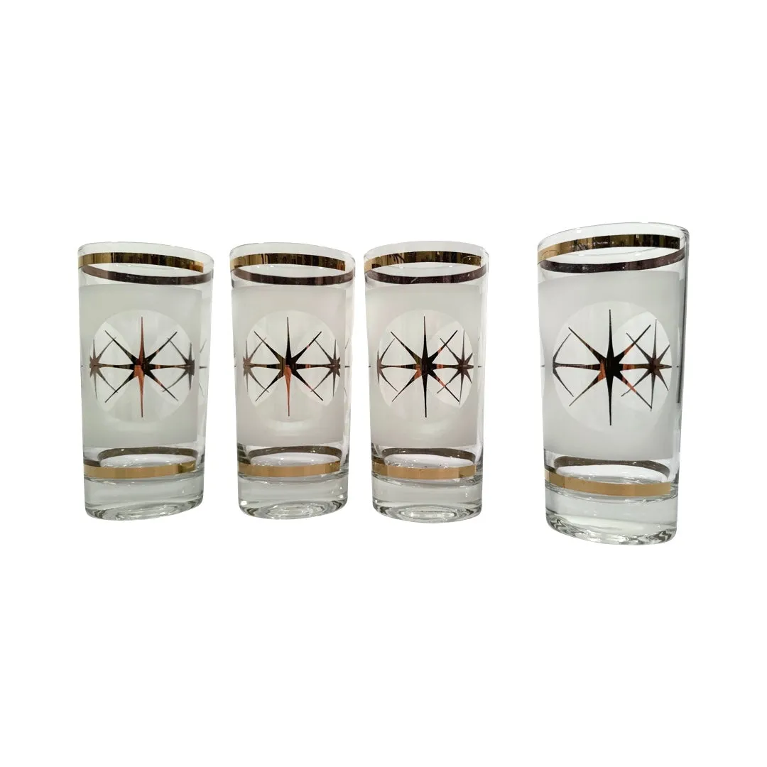 Fred Press Signed Atomic Gold Star Glasses (Set of 4)