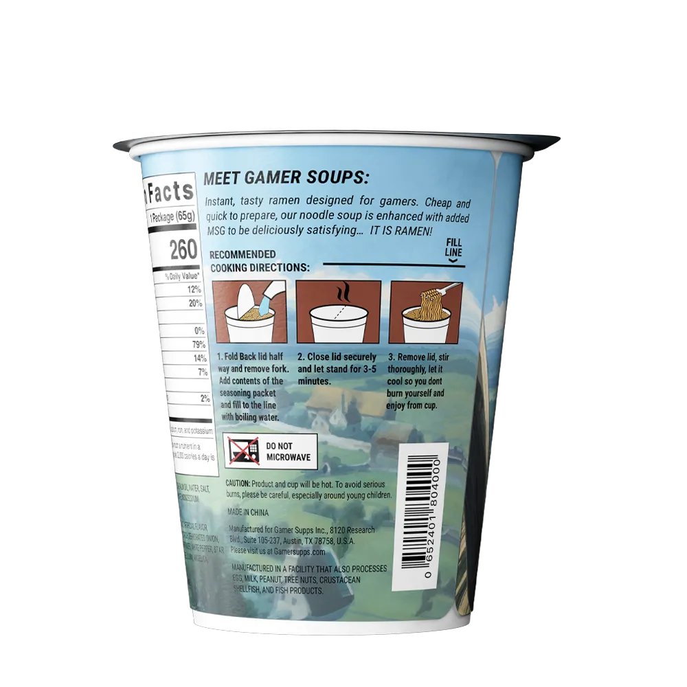 Gamer Soups Instant Noodles - Beef (24 Cup Box)