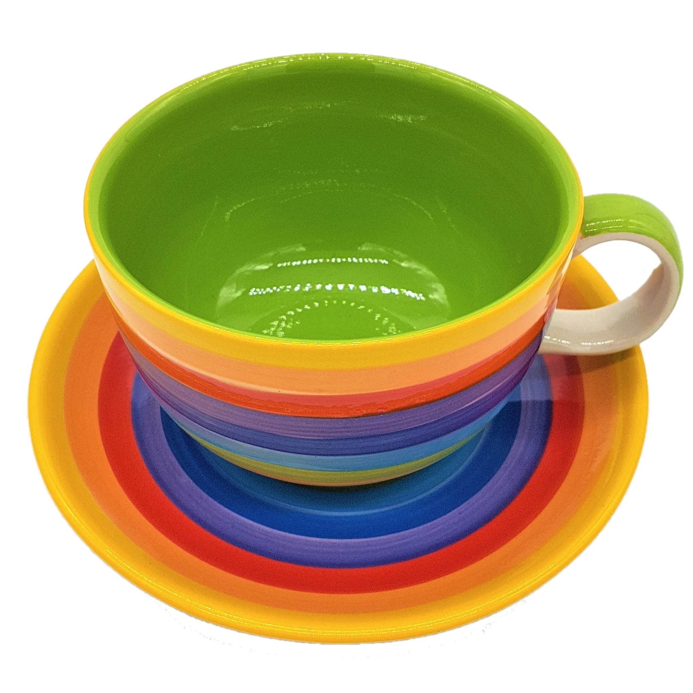 GIANT Rainbow Breakfast Cup & Saucer