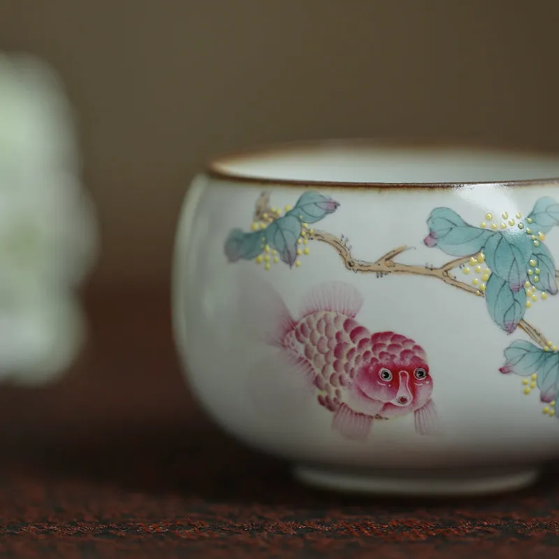 Gohobi Hand-painted Goldfish Osmanthus Ceramic Tea Cup