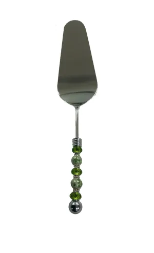 Green Cloisonné Serrated Cake Server