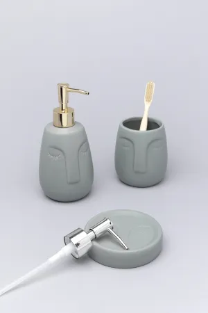 Grey Art Face Ceramic Bath Accessory Set