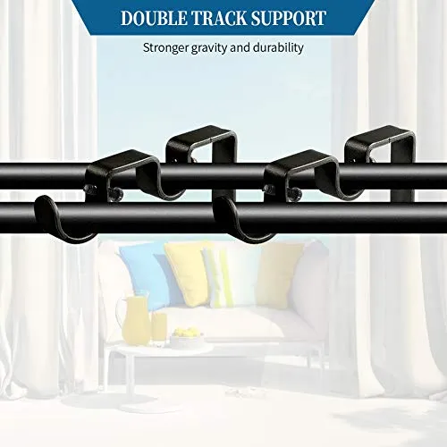 Heavy Duty Curtain Double Rod Brackets 1" and 5/8" In Set of 2