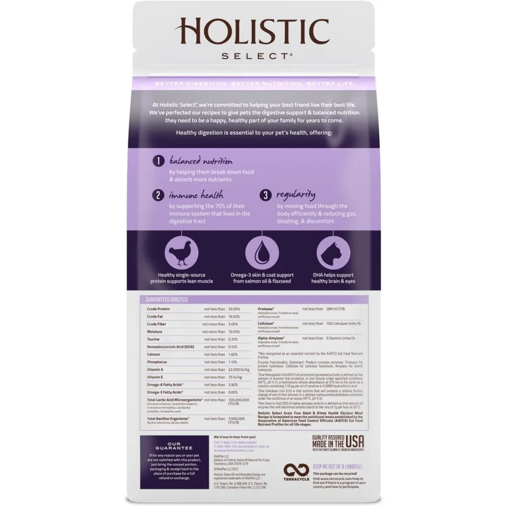 Holistic Select Adult & Kitten Health Chicken Meal Grain-Free Dry Cat Food