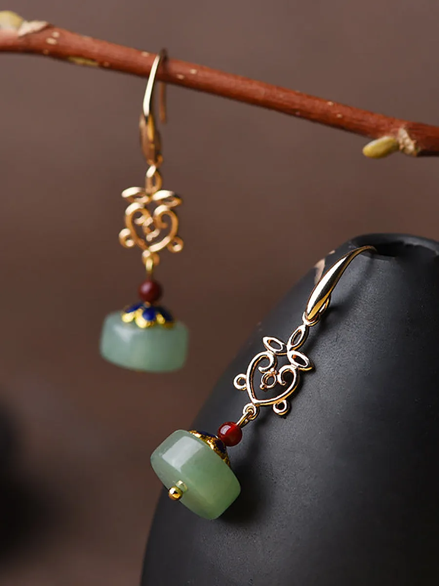 Hollow Accessory Cloisonne Aventurine Earrings