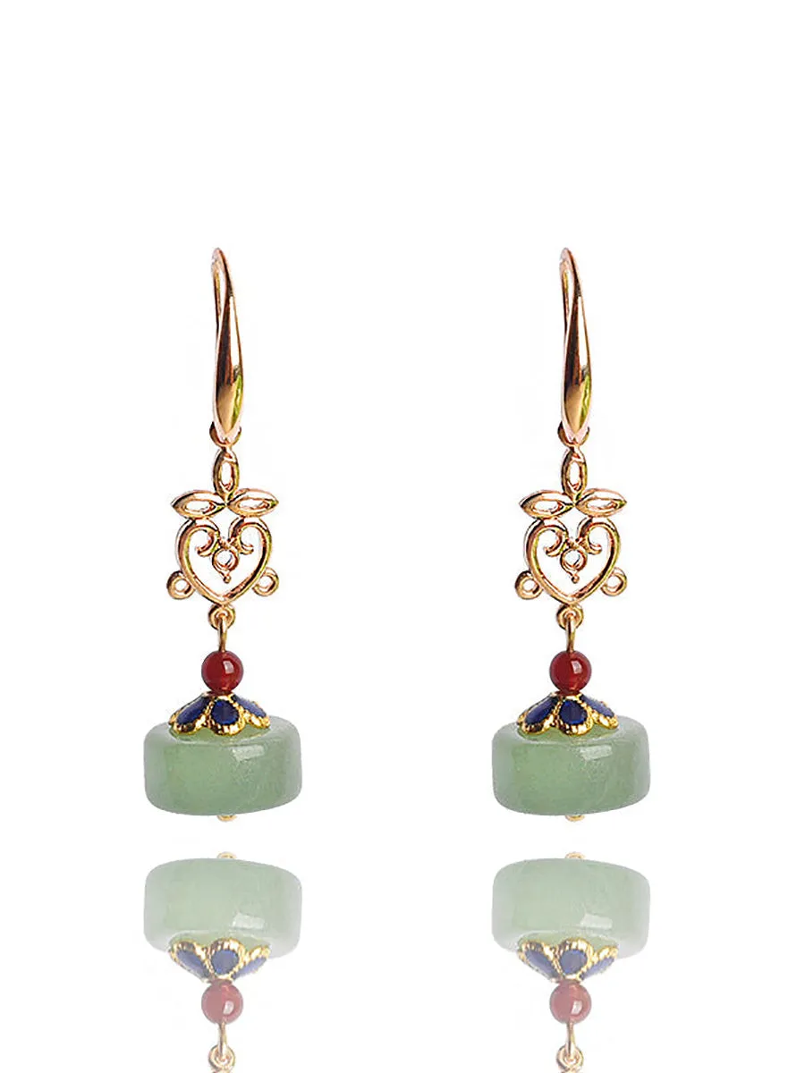 Hollow Accessory Cloisonne Aventurine Earrings