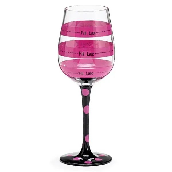 Hot Pink Fill Line Wine Glass/Goblet - 4 Pack