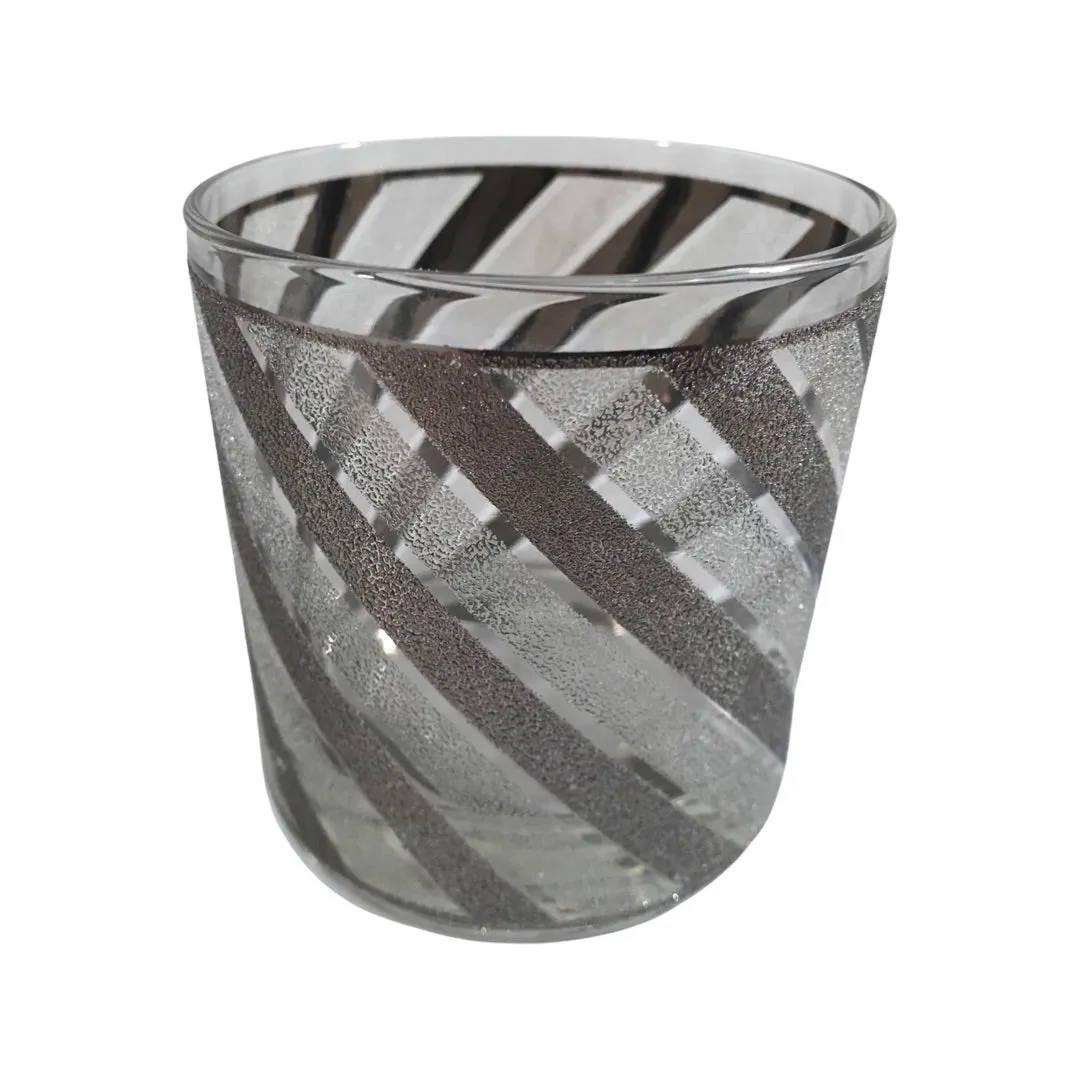 Mid-Century Silver and Frosted Swirl Glasses (Set of 6)