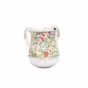 Netilat Yedayim Cup - Metal   Multicolor Design - Abstract Multicolor