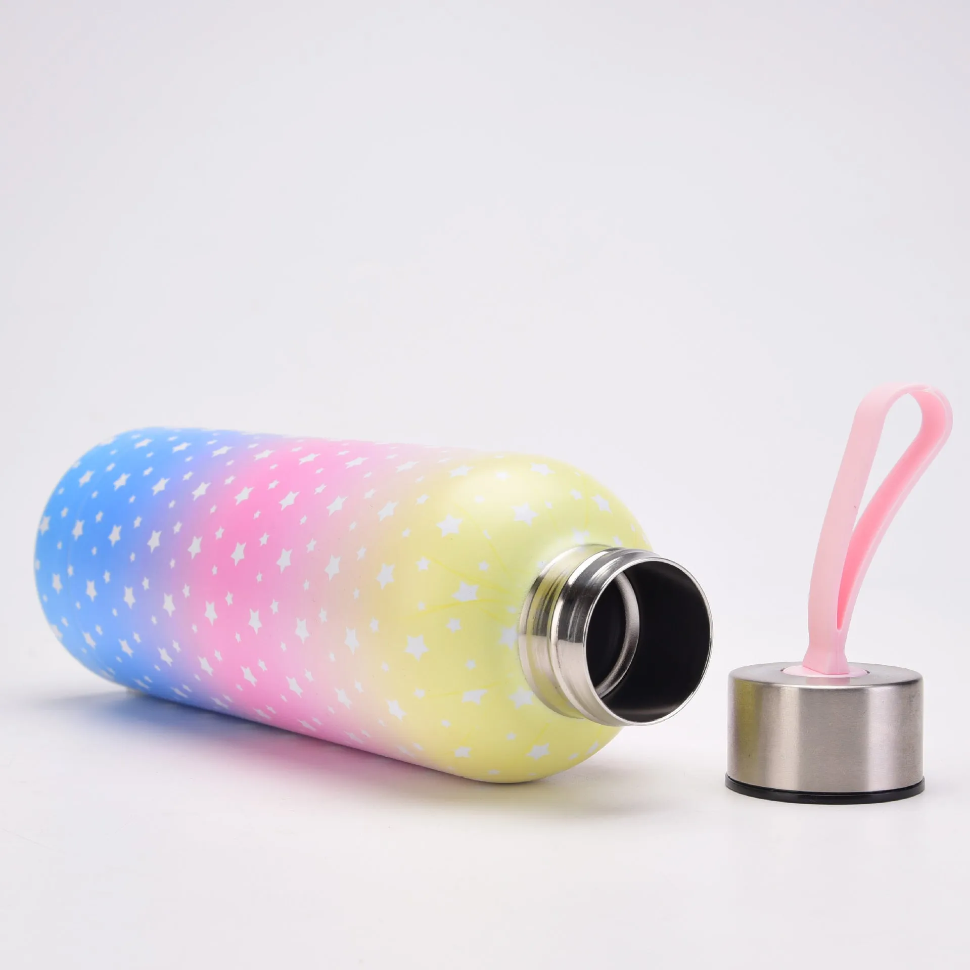 New Coke Bottle Thermos Cup Creative Starry Sky Gradient Coke Bottle Outdoor Portable Handle Sports Water Cup