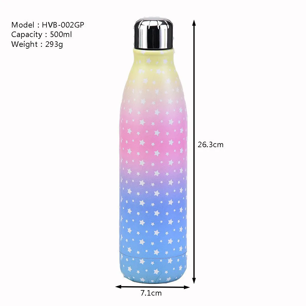 New Coke Bottle Thermos Cup Creative Starry Sky Gradient Coke Bottle Outdoor Portable Handle Sports Water Cup