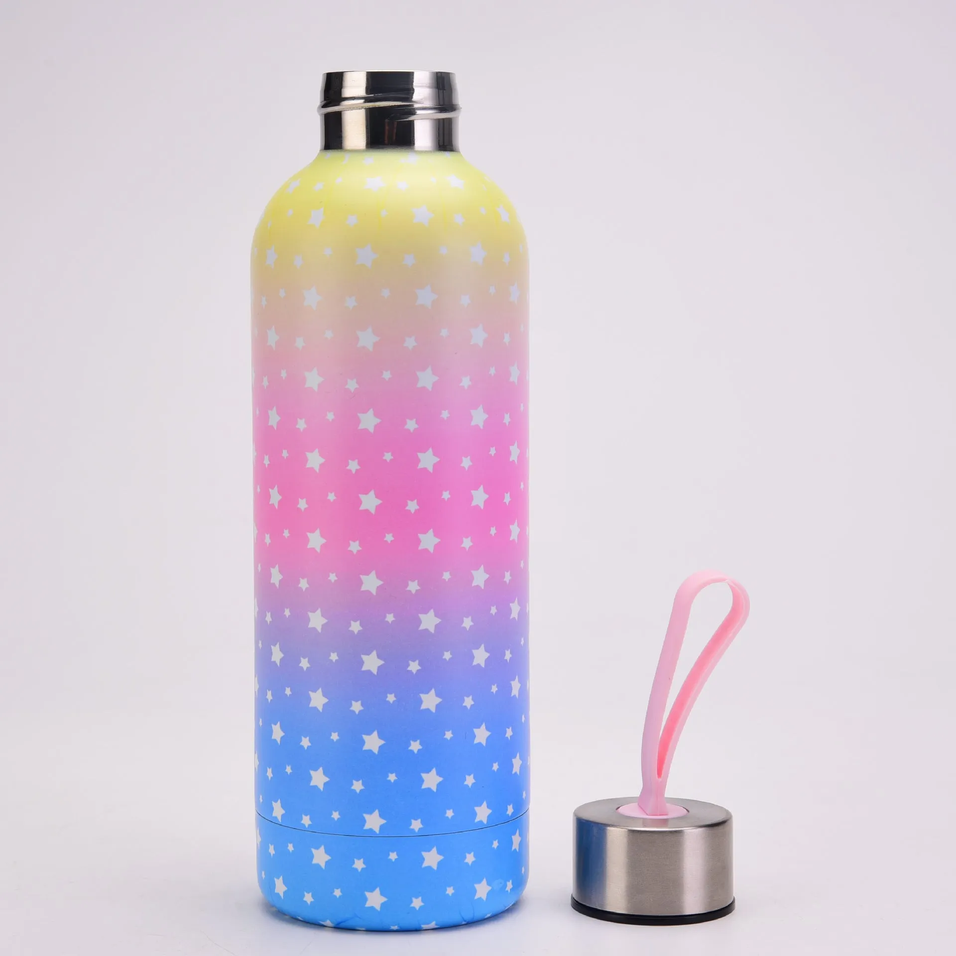 New Coke Bottle Thermos Cup Creative Starry Sky Gradient Coke Bottle Outdoor Portable Handle Sports Water Cup