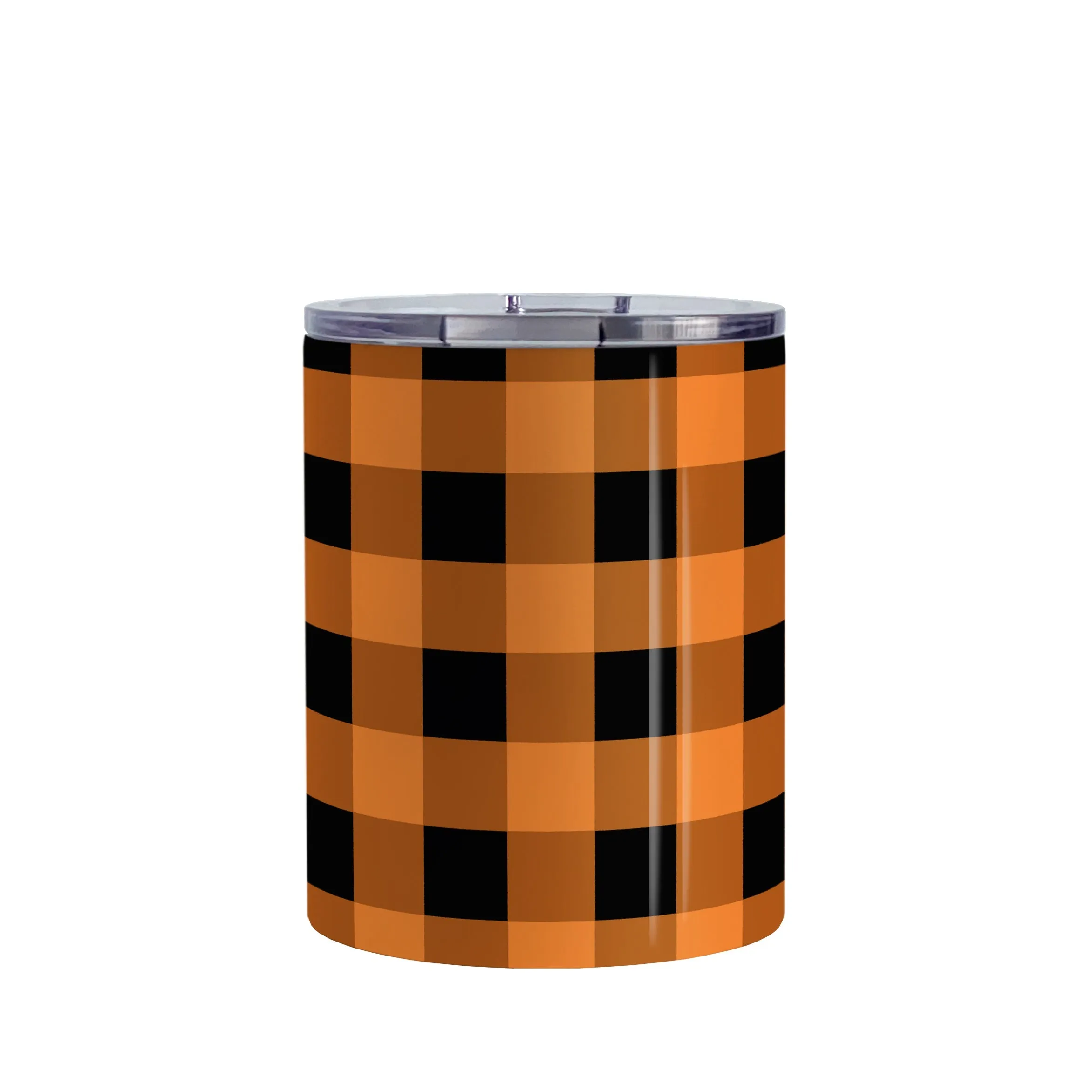 Orange and Black Buffalo Plaid Tumbler Cup