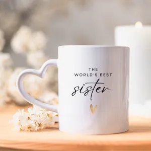 Sister Gift Personalised Coffee Cup - Mug with Gold Heart