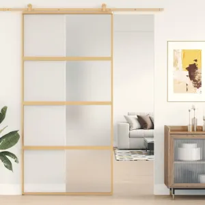 Sliding Door Gold 102.5x205 cm Frosted ESG Glass and Aluminium