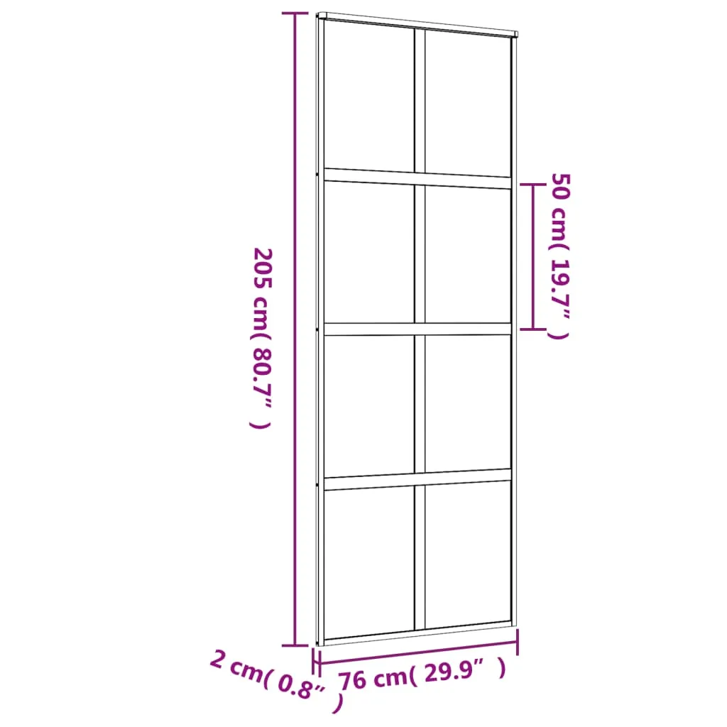 Sliding Door Gold 76x205 cm Frosted ESG Glass and Aluminium