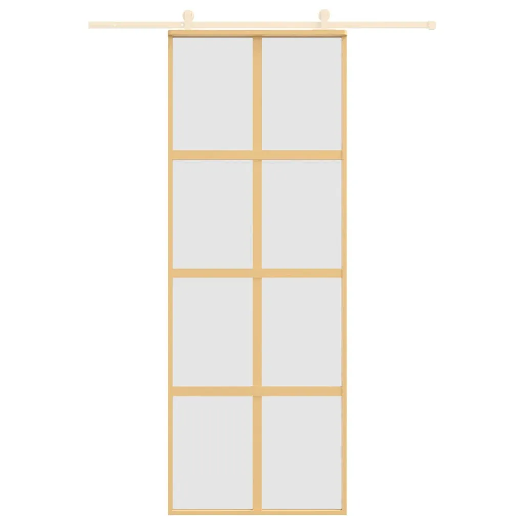 Sliding Door Gold 76x205 cm Frosted ESG Glass and Aluminium